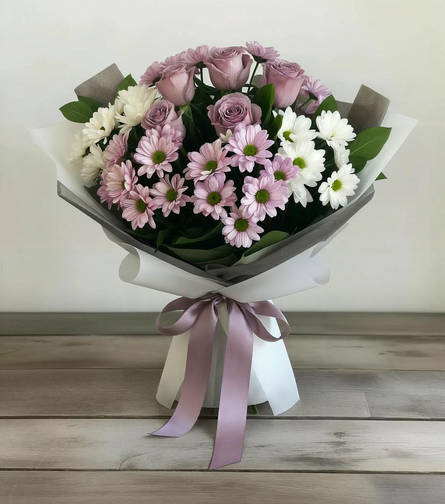 Букет цветов из: Хризантемы и Розы в Магасе