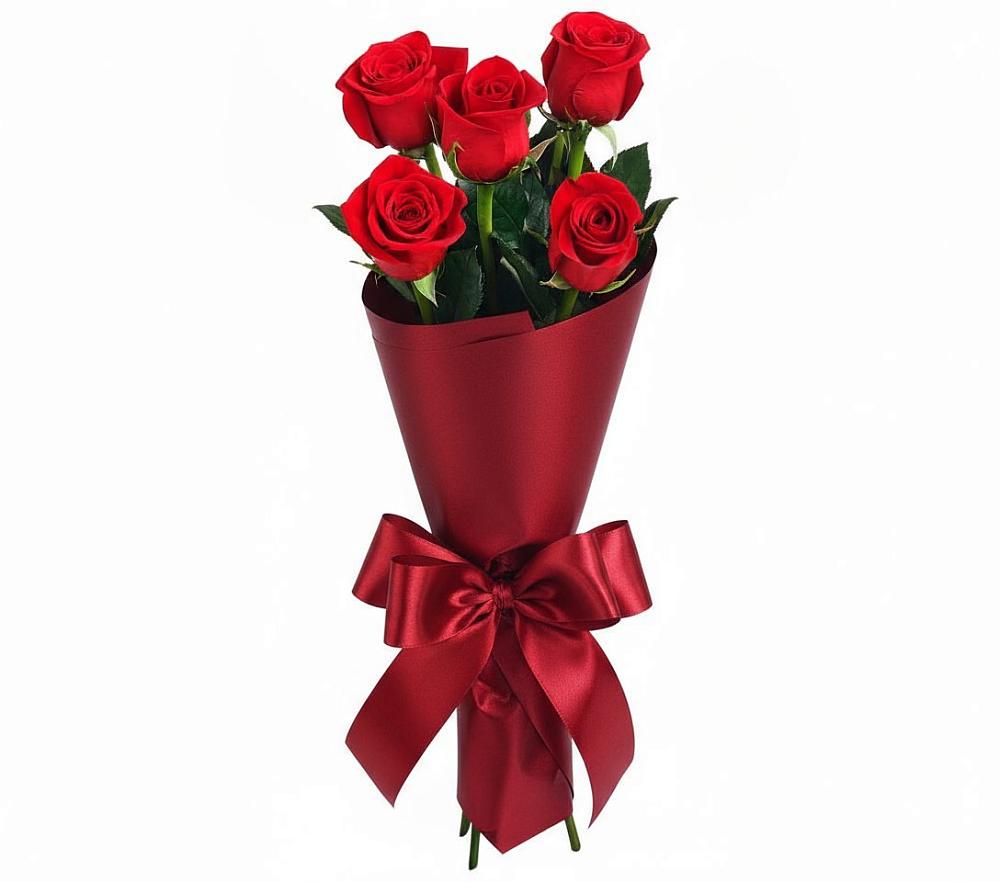 Букет 5 Красных роз Эдлесс Лав в Магасе