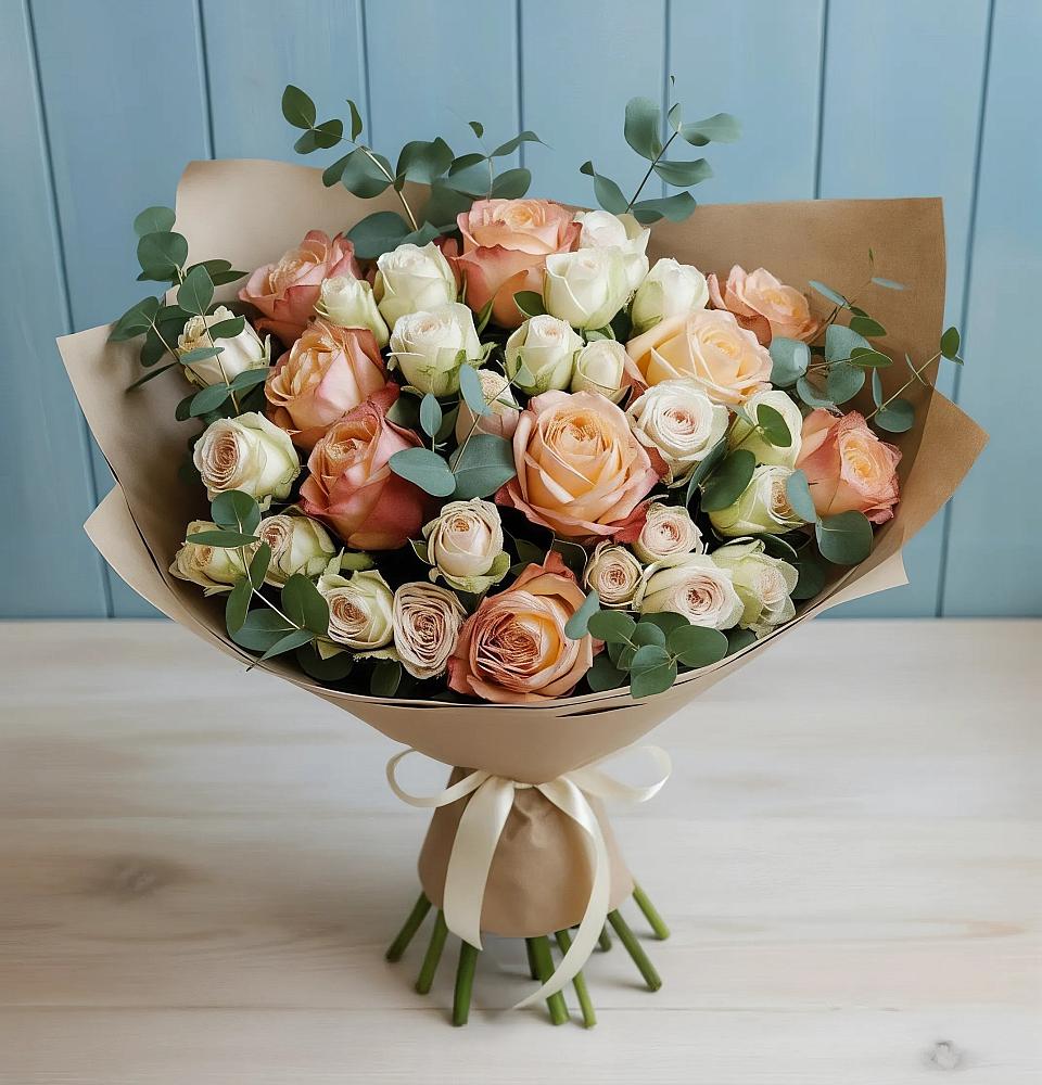 Букет цветов из: Альстромерии и Розы в Магасе