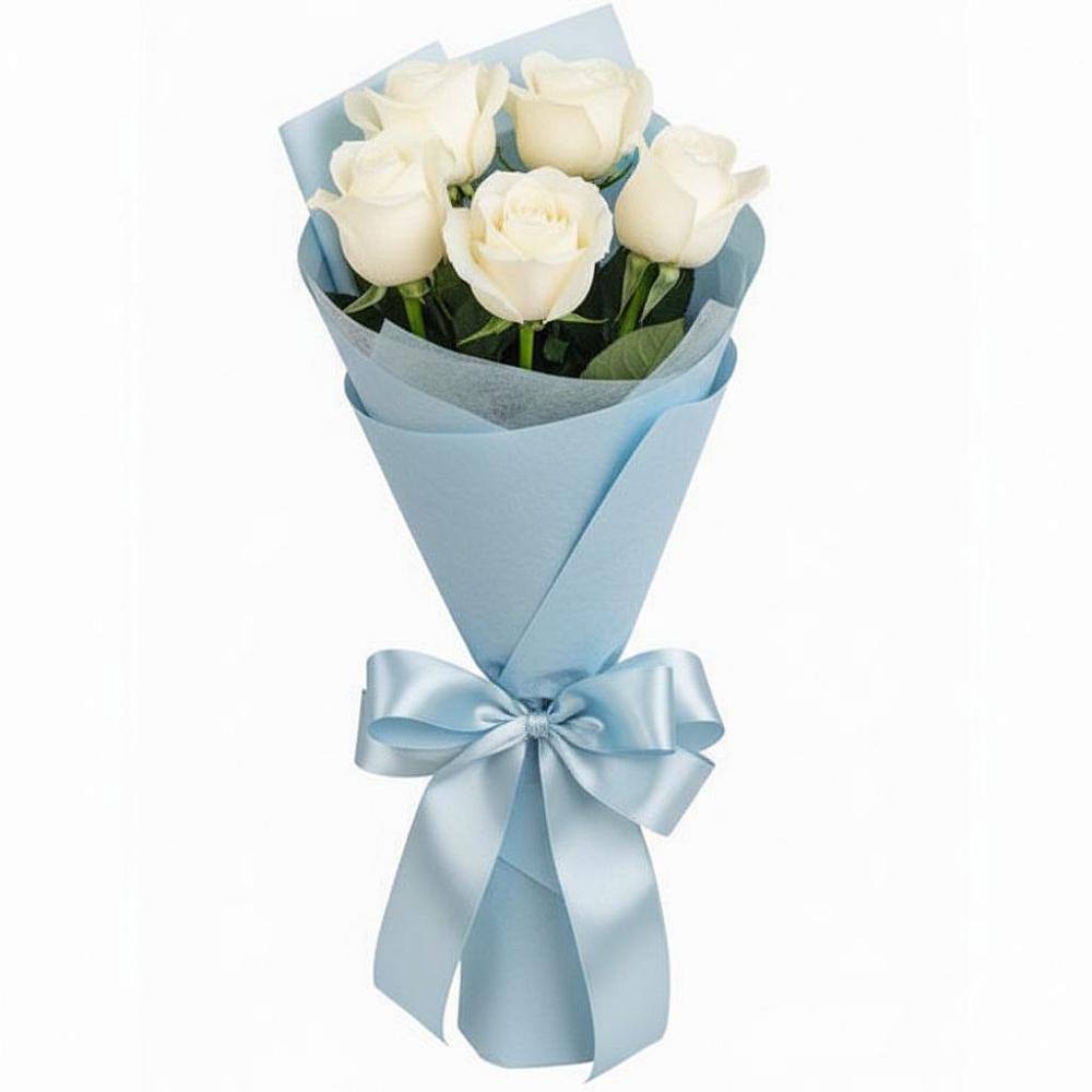 Букет 5 Белых роз Проуд в Магасе