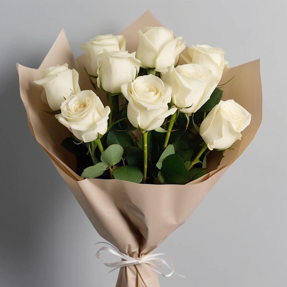 Букет 9 Белых роз Эдлесс Лав в Магасе