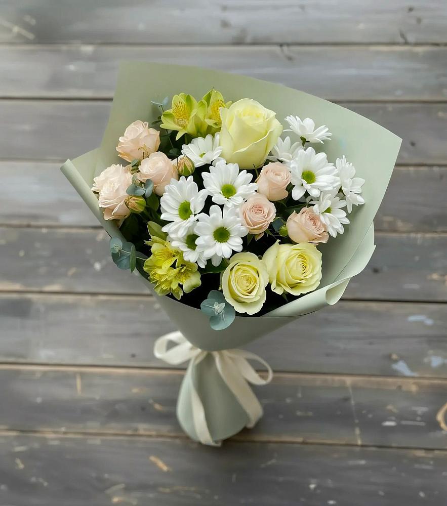 Букет цветов из: Альстромерии, Розы и Хризантемы в Магасе