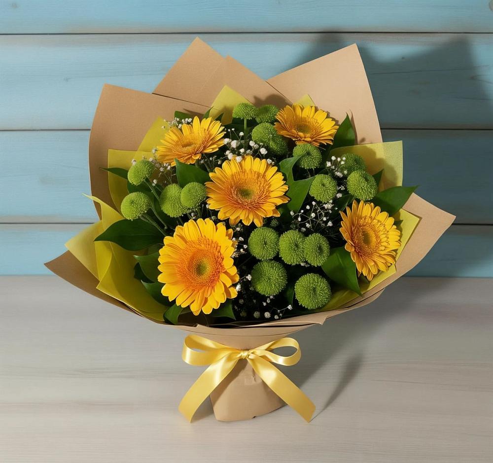 Букет цветов из: Герберы и Хризантемы в Магасе