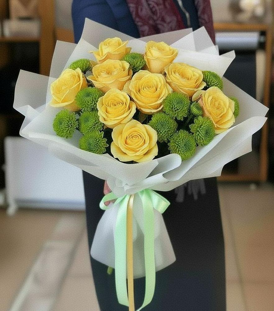 Букет цветов из: Хризантемы и Розы в Магасе