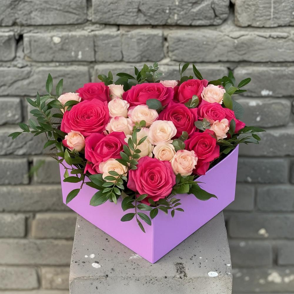 Цветочная композиция из Розы в коробке в Магасе