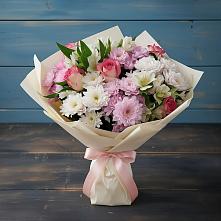 Букет цветов из:  Хризантемы, Альстромерии и Розы #REPLACE_PRED# Магасе