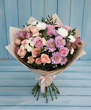 Букет цветов из:  Хризантемы, Розы и Альстромерии в Магасе