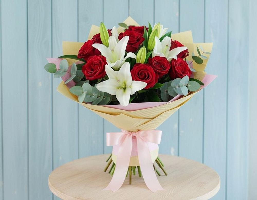 Букет цветов из: Лилии и Розы в Магасе